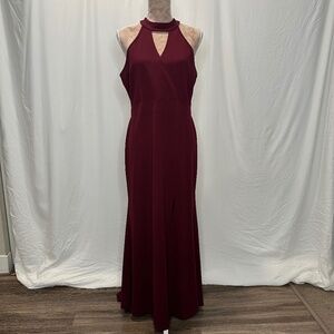WOOSEA Women's High Neck Sleeveless Split Bodycon Mermaid Evening Dress